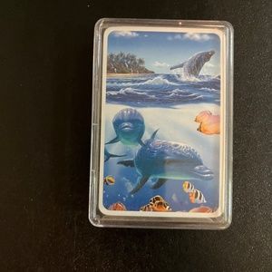 Honolulu Hawaii Dolphin & Whales Seascape Souvenir Playing Cards in Plastic Box